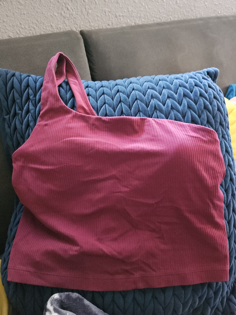 Lululemon 6 Ribbed Nulu Asymmetrical One-Shoulder Crop Yoga Top/Tank - Berry